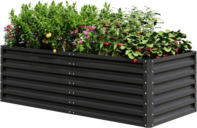 UDPATIO Hochbeet aus Metall,180x60x90 cm, Zink-Aluminium Freistehendes Hochbeete für Garten und Balkon, 970 L Pflanzkasten für Garten, zum Anbau von Gemüse, Blumen und Obst, Grauschwarz – Bild 1