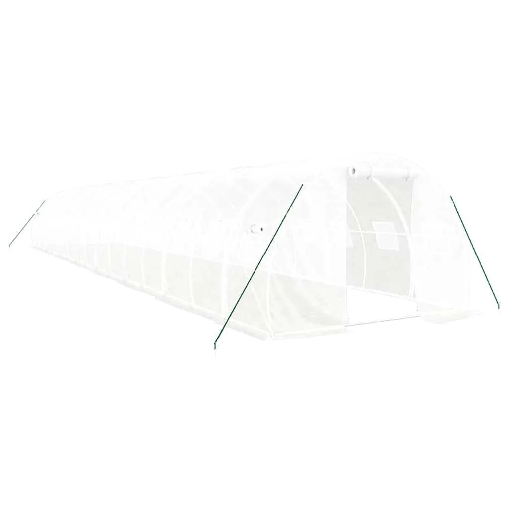 vidaXL Gewächshaus, Foliengewächshaus mit Stahlrahmen, Tomatengewächshaus mit Reißverschlusstür Fenstern, Treibhaus Folientunnel Frühbeet, Weiß 48m² 16x3x2m - Bild 1