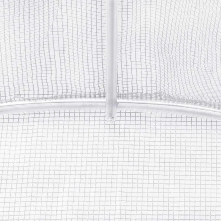 vidaXL Gewächshaus, Foliengewächshaus mit Stahlrahmen, Tomatengewächshaus mit Reißverschlusstür Fenstern, Treibhaus Folientunnel Frühbeet, Weiß 48m² 16x3x2m – Bild 6