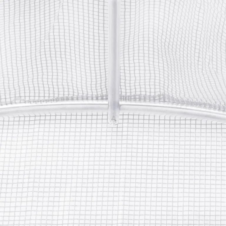 vidaXL Gewächshaus, Foliengewächshaus mit Stahlrahmen, Tomatengewächshaus mit Reißverschlusstür Fenstern, Treibhaus Folientunnel Frühbeet, Weiß 42m² 14x3x2m – Bild 6