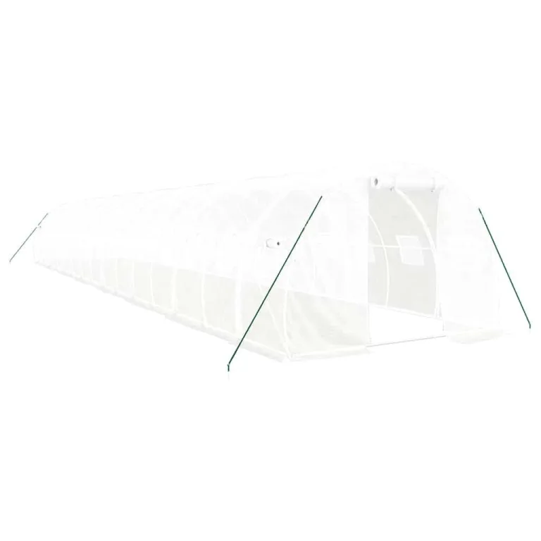 vidaXL Gewächshaus, Foliengewächshaus mit Stahlrahmen, Tomatengewächshaus mit Reißverschlusstür Fenstern, Treibhaus Folientunnel Frühbeet, Grün 42m² 14x3x2m – Bild 10