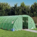 vidaXL Gewächshaus, Foliengewächshaus mit Stahlrahmen, Tomatengewächshaus mit Reißverschlusstür Fenstern, Treibhaus Folientunnel Frühbeet, Grün 48m² 12x4x2m - Thumbnail 2