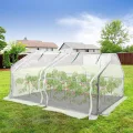 Netzgewebe Gewächshaus, Foliengewächshaus Tomatenhaus Frühbeet, Niedrig, Spitzdach, Insektenabweisend und Atmungsaktiv, Pflanzenhaus für den Tomaten Gemüse 180 x 90 x 90 cm, Weiß - Thumbnail 7