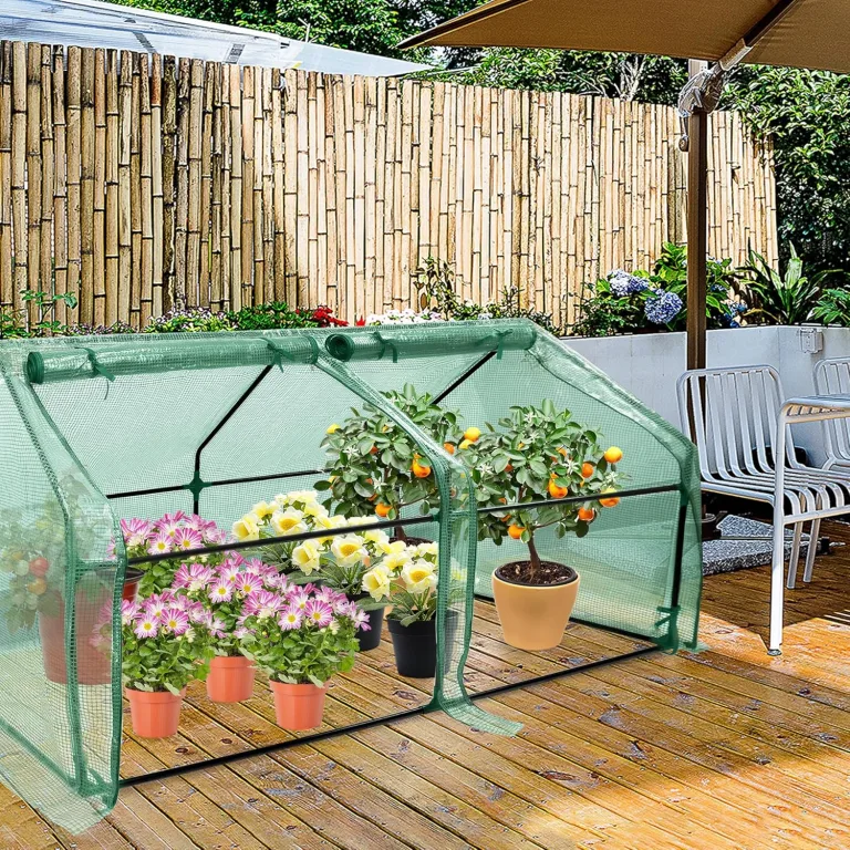 Gewächshaus, Foliengewächshaus Tomatenhaus Frühbeet, Niedrig, Spitzdach, UV-beständige, Wasserdicht Pflanzenhaus für den Tomaten Gemüse 180 x 90 x 90 cm, Grün – Bild 9