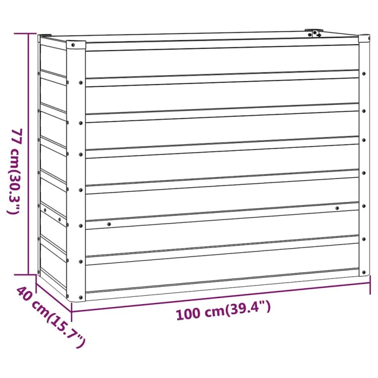 vidaXL Hochbeet, Hochbeet für Garten Balkon Terrasse, Kräuterhochbeet zum Selber Bauen, Gemüsebeet Pflanzkübel aus Metall, Grau Cortenstahl – Bild 3