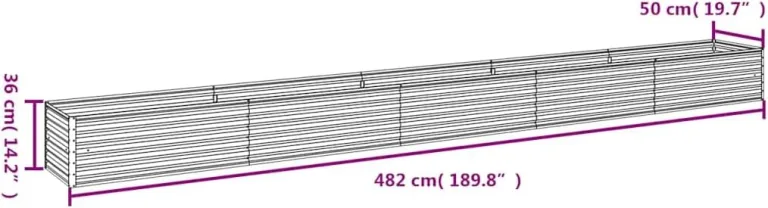 vidaXL Hochbeet, Wetterfest Pflanzkasten mit viel Platz, Pflanzkübel Blumenkasten für Balkon Garten, Blumenkübel Gemüsebeet, 482x50x36 cm Cortenstahl – Bild 4