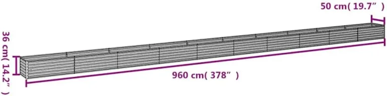 vidaXL Hochbeet, Wetterfest Pflanzkasten mit viel Platz, Pflanzkübel Blumenkasten für Balkon Garten, Blumenkübel Gemüsebeet, 960x50x36 cm Cortenstahl – Bild 4