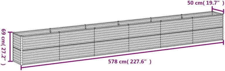 vidaXL Hochbeet, Wetterfest Pflanzkasten mit viel Platz, Pflanzkübel Blumenkasten für Balkon Garten, Blumenkübel Gemüsebeet, 578x50x69 cm Cortenstahl – Bild 4
