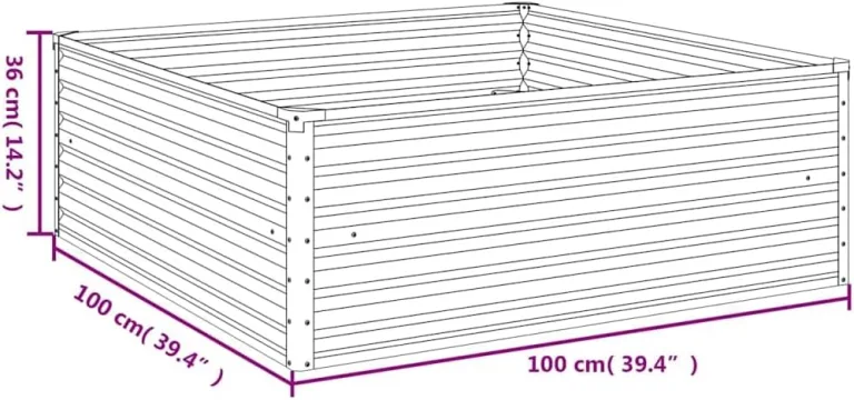 vidaXL Hochbeet, Wetterfest Pflanzkasten mit viel Platz, Pflanzkübel Blumenkasten für Balkon Garten, Blumenkübel Gemüsebeet, 100x100x36 cm Cortenstahl – Bild 4
