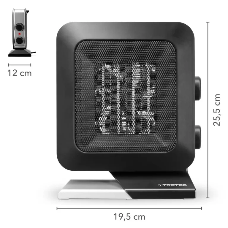 TROTEC Keramik Heizlüfter TFC 13 E – Heizleistung 700 W / 1400 W – Elektroheizung mit Thermostat, Raumgröße 20 m² bis 50 m³, schwarz – Bild 4