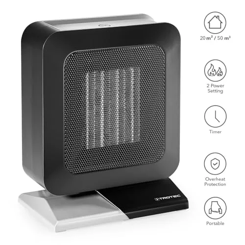 TROTEC Keramik Heizlüfter TFC 13 E – Heizleistung 700 W / 1400 W – Elektroheizung mit Thermostat, Raumgröße 20 m² bis 50 m³, schwarz – Bild 10