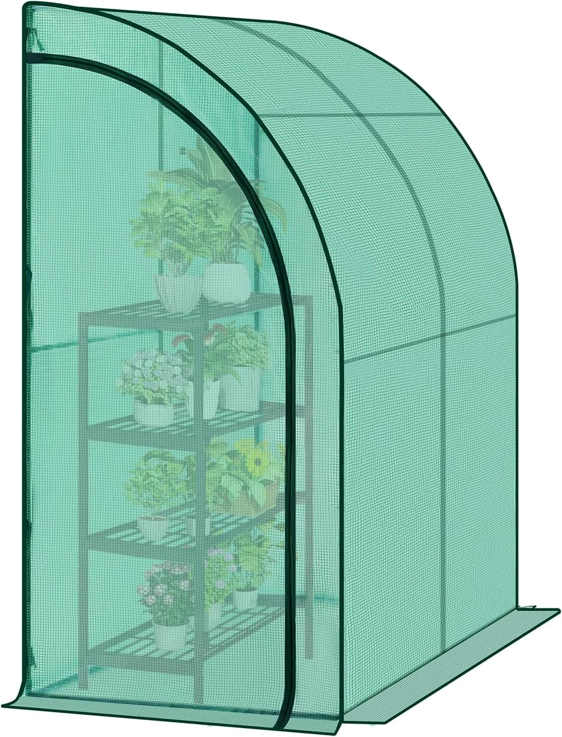 WOLTU Folien-Gewächshaus mit schräger Konstruktion, Tomatengewächshaus, reissfeste PE-Plane mit Rolltor, wandnahe Konstruktion für mehr Stabilität, 200x210x100 cm, Winterfest Grün - Bild 1