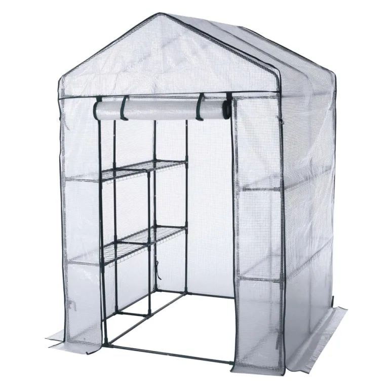HI Gewächshaus mit 8 Ablagen 140x140x200 cm Transparent – Bild 1