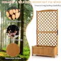 HOMASIS Pflanzkübel mit Rankgitter, Blumenkasten mit Spalier, Pflanzkasten Pflanzgefäß aus Holz, Hochbeet Rankkasten Gartenspalier für Balkon, Garten, Terrasse, 90 x 44,5 x 180,5 cm (Orange) - Thumbnail 6