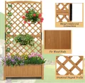 HOMASIS Pflanzkübel mit Rankgitter, Blumenkasten mit Spalier, Pflanzkasten Pflanzgefäß aus Holz, Hochbeet Rankkasten Gartenspalier für Balkon, Garten, Terrasse, 90 x 44,5 x 180,5 cm (Orange) - Thumbnail 8
