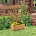 HOMASIS Pflanzkübel mit Rankgitter, Blumenkasten mit Spalier, Pflanzkasten Pflanzgefäß aus Holz, Hochbeet Rankkasten Gartenspalier für Balkon, Garten, Terrasse, 90 x 44,5 x 180,5 cm (Orange) - Thumbnail 10