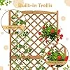 HOMASIS Pflanzkübel mit Rankgitter, Blumenkasten mit Spalier, Pflanzkasten Pflanzgefäß aus Holz, Hochbeet Rankkasten Gartenspalier für Balkon, Garten, Terrasse, 90 x 44,5 x 180,5 cm (Orange) - Thumbnail 2