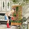 HOMASIS Pflanzkübel mit Rankgitter, Blumenkasten mit Spalier, Pflanzkasten Pflanzgefäß aus Holz, Hochbeet Rankkasten Gartenspalier für Balkon, Garten, Terrasse, 90 x 44,5 x 180,5 cm (Orange) - Thumbnail 3