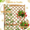 HOMASIS Pflanzkübel mit Rankgitter, Blumenkasten mit Spalier, Pflanzkasten Pflanzgefäß aus Holz, Hochbeet Rankkasten Gartenspalier für Balkon, Garten, Terrasse, 90 x 44,5 x 180,5 cm (Orange) - Thumbnail 4