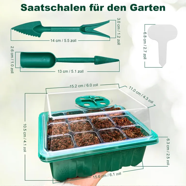 Mini Gewächshaus Anzucht, 3 Stück Zimmergewächshaus Anzuchtkasten, Setzling Starter Tabletts, Treibhaus Anzuchtschalen mit Deckel Belüftung – Bild 4
