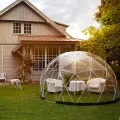 Gewächshaus Gartenkuppel Iglu, 3,6 x 2,2 m PVC-Kuppelzelte, wetterfestes Gewächshaus, Gartenblasenzelt mit 2 x 10 m Lichterketten, transparentes Gartenkuppelhaus für den Außenbereich, Partys - Thumbnail 7