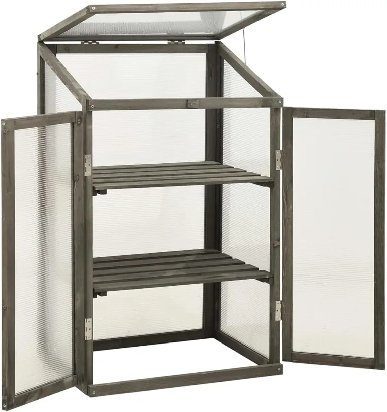 Gewächshaus Anlehngewächshaus Treibhaus Pflanzenhaus Aufzuchtschrank Frühbeetschrank Aufzuchtschrank Pflanzenhaus für Pflanzen 60x45x100 cm Tannenholz – Bild 3