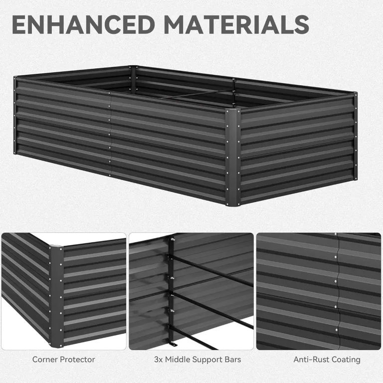 YITAHOME Outdoor Hochbeet Metall 240x120x60cm, Hochbeete-Kit aus Verdicktem Zink-Aluminium-Magnesium-Edelstahl-Metall Hochbeete für Garten mit Sicherheitsgummi für Gemüse, Blumen und Früchte (Schwarz) – Bild 5