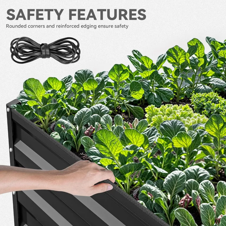 YITAHOME Outdoor Hochbeet Metall 240x120x60cm, Hochbeete-Kit aus Verdicktem Zink-Aluminium-Magnesium-Edelstahl-Metall Hochbeete für Garten mit Sicherheitsgummi für Gemüse, Blumen und Früchte (Schwarz) – Bild 4