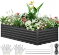 YITAHOME Outdoor Hochbeet Metall 240x120x60cm, Hochbeete-Kit aus Verdicktem Zink-Aluminium-Magnesium-Edelstahl-Metall Hochbeete für Garten mit Sicherheitsgummi für Gemüse, Blumen und Früchte (Schwarz) - Thumbnail 1