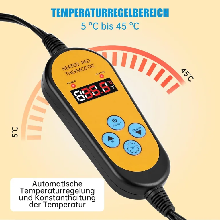 WADEO Heizmatte für Pflanzen 60 x 42 cm, Sämlinge Heizmatte Wärmematte mit Thermostat 5°C bis 45°C, Anzuchtmatte Gewächshaus Wärmematte für Setzlingskeimung, Sämling Germination, Terrarium – Bild 5