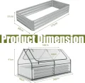 HOMASIS 2 in 1 Gewächshaus mit Hochbeet, Foliengewächshaus Winterschutz, Frühbeet aus Metall & PVC-Folie, Tomatenhaus mit 2 Fenstern, Blumenkasten für Garten Balkon (Silber+Grün, 180 × 90 × 91 cm) - Thumbnail 5