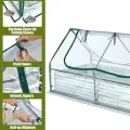 HOMASIS 2 in 1 Gewächshaus mit Hochbeet, Foliengewächshaus Winterschutz, Frühbeet aus Metall & PVC-Folie, Tomatenhaus mit 2 Fenstern, Blumenkasten für Garten Balkon (Silber+Grün, 180 × 90 × 91 cm) - Thumbnail 2