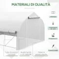 Outsunny Gewächshaus für den Garten, 4 x 3 m, Tunnel-Gewächshaus mit PE-Abdeckung und Rollwand, Tür und 8 Netzfenster, inklusive Etiketten und Handschuhen, weiß - Thumbnail 5