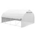 Outsunny Gewächshaus für den Garten, 4 x 3 m, Tunnel-Gewächshaus mit PE-Abdeckung und Rollwand, Tür und 8 Netzfenster, inklusive Etiketten und Handschuhen, weiß - Thumbnail 10