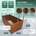 Hochbeet für Garten 200x100x63 cm Metall, Holzoptik - Hochbeet-Kit aus Premium-Polymerbeschichtetem Stahl, Rechteckig, Langlebiges Gartenbeet für Kräuter und Gemüse mit Maulwurfnetz - Thumbnail 2
