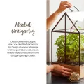 Modernes Gewächshaus als Deko, für Anzucht & für Kräuter | Aus Glas, recyceltem Holz und Metall | Zimmergewächshaus als Dekoration | 27 x 27 x 48 cm | - Thumbnail 3