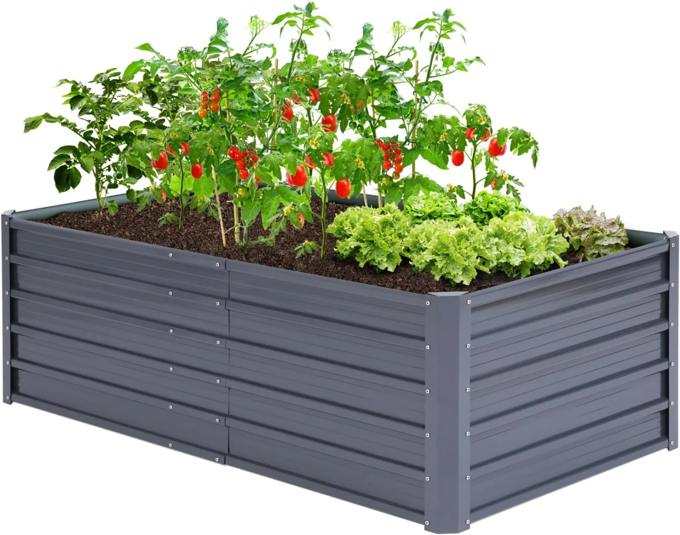 Ohuhu Hochbeet Metall Pflanzenbeet 180x90x60 cm, Hochbeete für Garten aus robustem Stahlblech mit stabilem Design, Rostschutz und Langer Haltbarkeit – Ideal für Gemüse, Kräuter & Blumen Anthrazit - Bild 1
