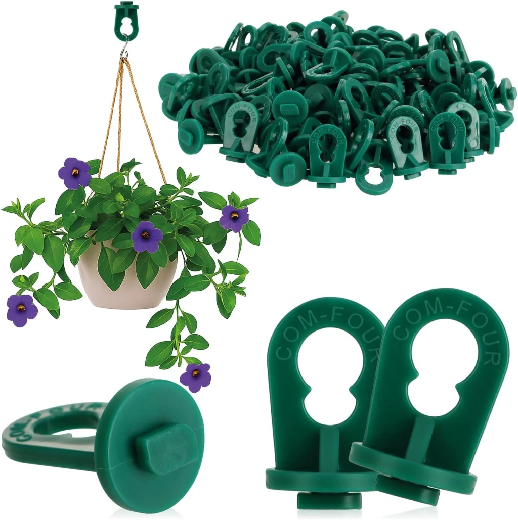 com-four® 100x Gewächshausclips - Aufhängevorrichtungen für Gewächshaus und Wintergarten - Ösen für Gewächshausschienen - Rankhilfeclips stake Clips mit hoher Tragkraft (100 Clips - grün)