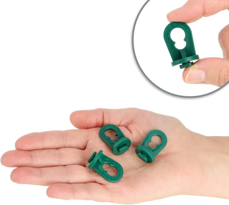com-four® 100x Gewächshausclips - Aufhängevorrichtungen für Gewächshaus und Wintergarten - Ösen für Gewächshausschienen - Rankhilfeclips stake Clips mit hoher Tragkraft (100 Clips - grün) – Bild 6