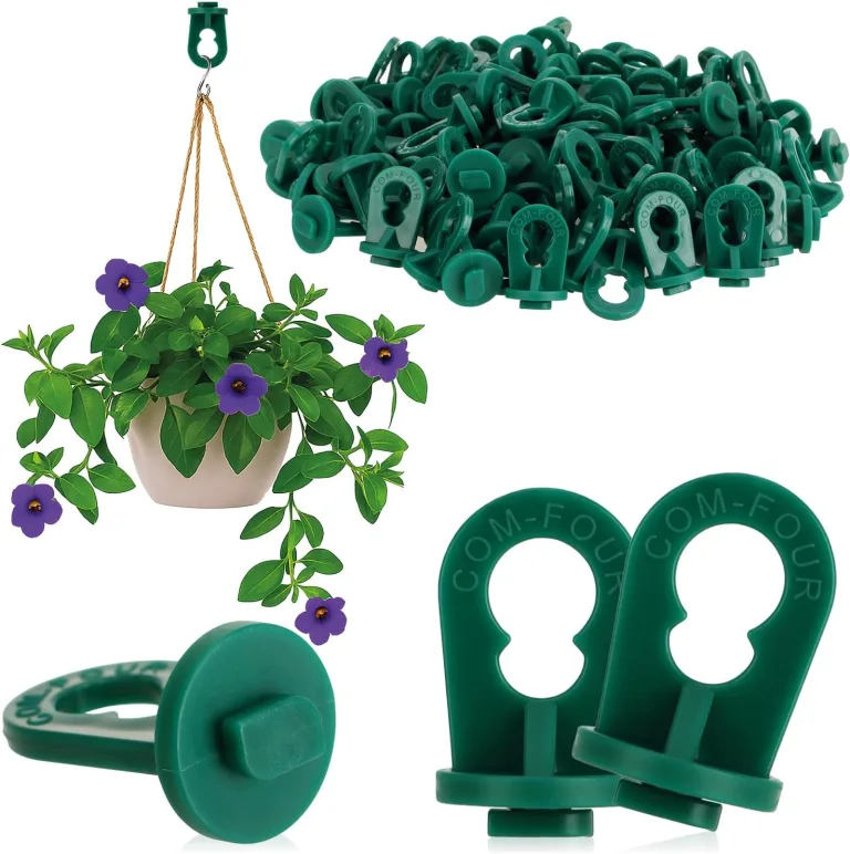 com-four® 100x Gewächshausclips - Aufhängevorrichtungen für Gewächshaus und Wintergarten - Ösen für Gewächshausschienen - Rankhilfeclips stake Clips mit hoher Tragkraft (100 Clips - grün) – Bild 1
