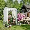HOMASIS Gewächshaus, Foliengewächshaus mit Rolltor, 100x50x170cm, kleines Gartengewächshaus für Pflanzen, Treibhaus aus PE Gitterfolie & Metall, Gartenhaus für Garten, Balkon, Terrasse (grün) - Thumbnail 2