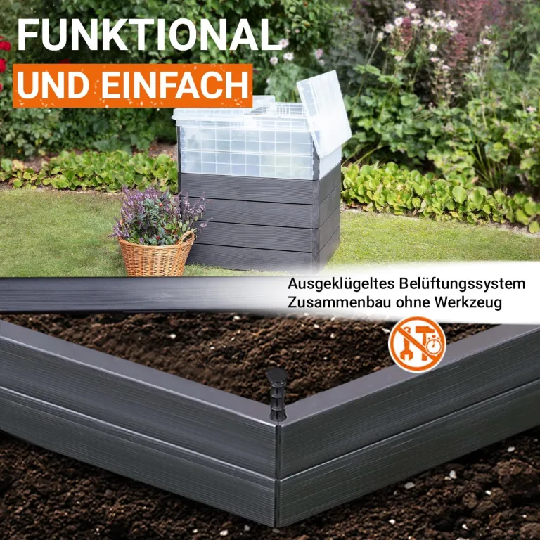 Garantia Ergo Quadro TurboPlus M 85 Hochbeet Wood - Blumentopf, Hochbeete für Garten, Pflanzkübel Groß Außen, Blumenkasten, Blumentopf Hoch, Blumenkübel, Frühbeet – Bild 5
