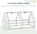 Outsunny Mini Gewächshaus Foliengewächshaus mit 2 Rollfenster, Wetterbeständige Frühbeet für Garten, Balkon, PE Folie, Stahl, Weiß, 180 x 90 x 90 cm - Thumbnail 7