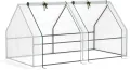 Outsunny Mini Gewächshaus Foliengewächshaus mit 2 Rollfenster, Wetterbeständige Frühbeet für Garten, Balkon, PE Folie, Stahl, Weiß, 180 x 90 x 90 cm - Thumbnail 1