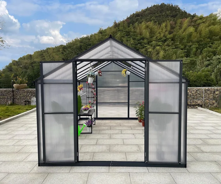 Aluminium Gewächshaus für den Garten 7,33m² inklusive 238 x 301cm Fundament Doppeltür vielseitig nutzbar als Treibhaus,Frühbeet Aufzucht,Tomatenhaus und Pflanzenhaus – Bild 5