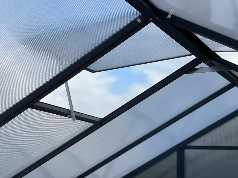 Aluminium Gewächshaus für den Garten 7,33m² inklusive 238 x 301cm Fundament Doppeltür vielseitig nutzbar als Treibhaus,Frühbeet Aufzucht,Tomatenhaus und Pflanzenhaus – Bild 6