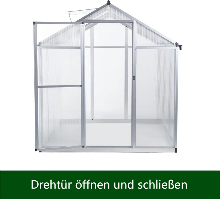 Aluminium Gewächshaus für den Garten 4,5m² inklusive 242 x 190cm Fundament vielseitig nutzbar als Treibhaus,Frühbeet Aufzucht,Tomatenhaus und Pflanzenhaus – Bild 3
