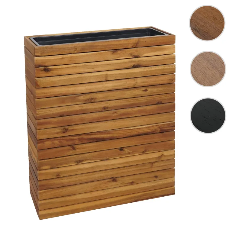 Pflanzkasten HWC-L21AM, Hochbeet Pflanzkübel Blumentopf, eckig 77x63x23cm Outdoor Akazie Holz FSC®-Zertifiziert, braun – Bild 7