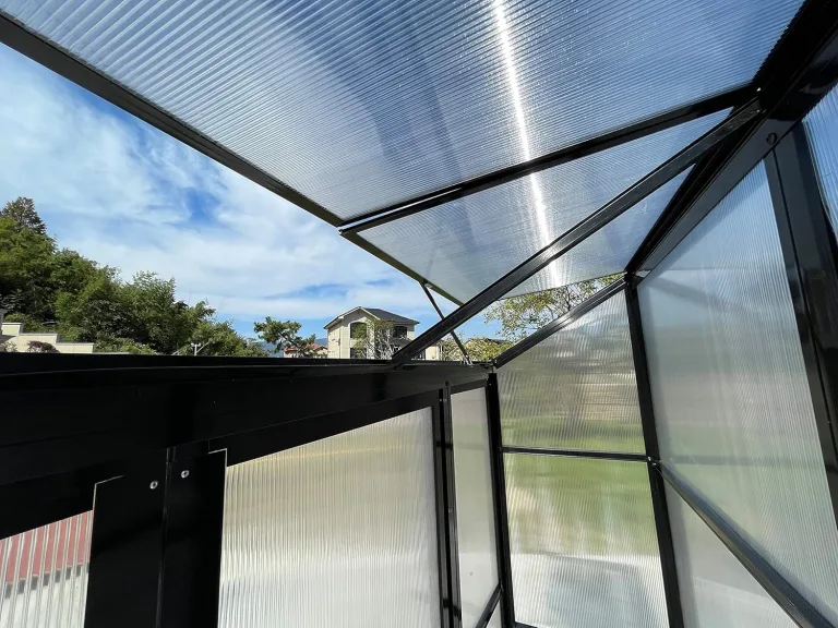Tomatenhaus Anlehngewächshaus Aufzuchtschrank Treibhaus Frühbeet Pflanzenhaus Aluminium Beistell-Gewächshaus klein mit Rückwand 180x55X190 cm(Schwarz) – Bild 8