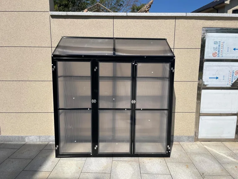 Tomatenhaus Anlehngewächshaus Aufzuchtschrank Treibhaus Frühbeet Pflanzenhaus Aluminium Beistell-Gewächshaus klein mit Rückwand 180x55X190 cm(Schwarz) – Bild 3